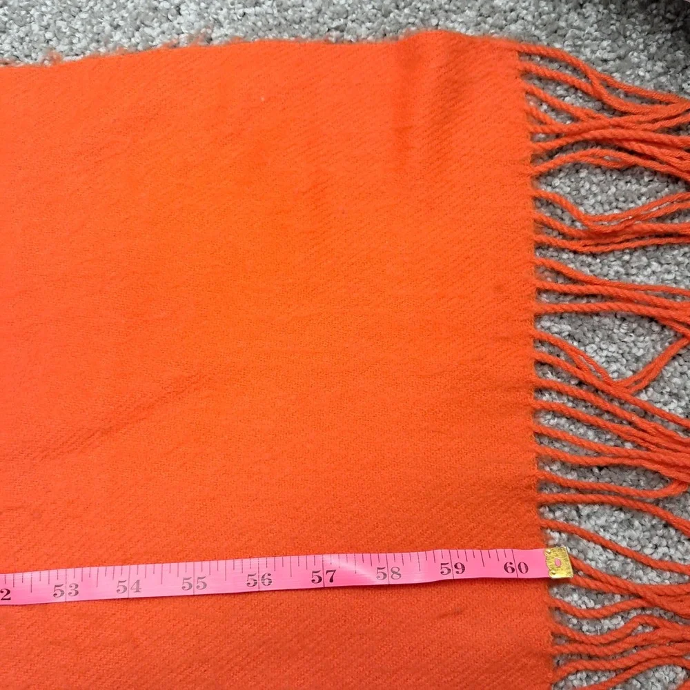 Berkshire Scarf Set 2 Orange Mustard Yellow Acrylic Fringe Winter Scarves 60x12‎